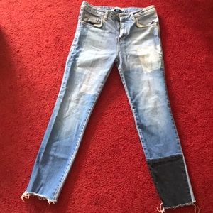 Zara mixed patch denim jeans